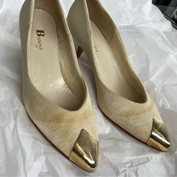 BROWNS Cream Gold Pump Sz9 - Picture 1 of 4